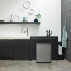 Bo touch bin 2x30 L, Mineral concrete grey