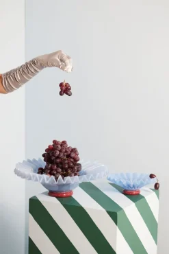 Bol Lori L Ø38 cm, Azul claro-burdeos