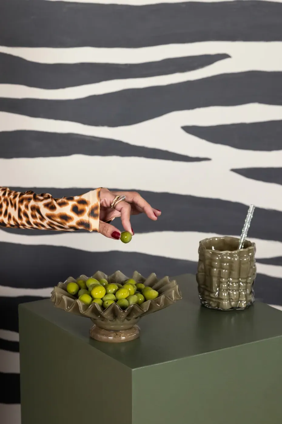 Bol Lori M Ø18 cm, Verde-beige