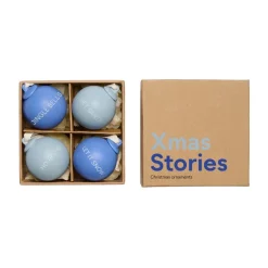 Bola de navidad XMAS Stories Ø4 cm 4 unidades, Cobalt blue-light blue