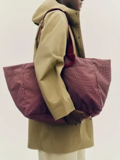 Bolsa Grid Weekend Bag, Burgundy, large