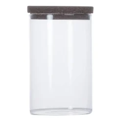 Bote con tapa de corcho Nature, transparente-marrón oscuro