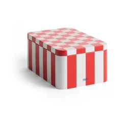 Bote Tin Container small, Red-off white