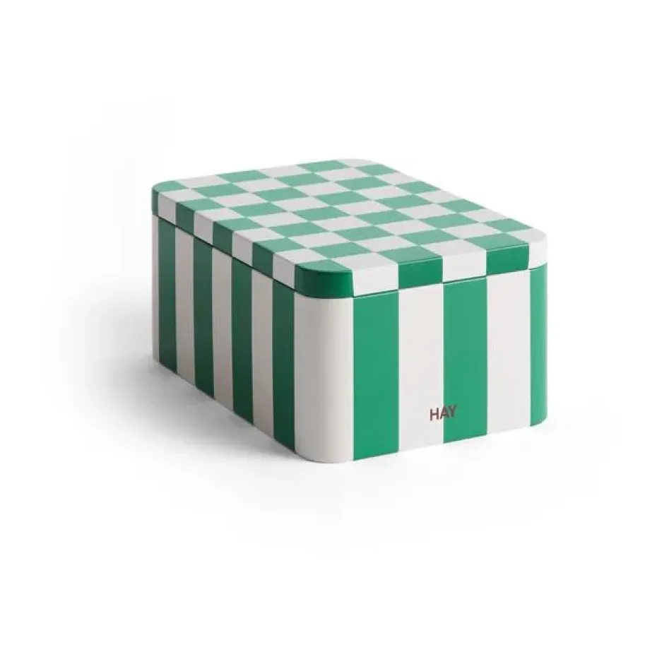 Bote Tin Container small, Green-off white