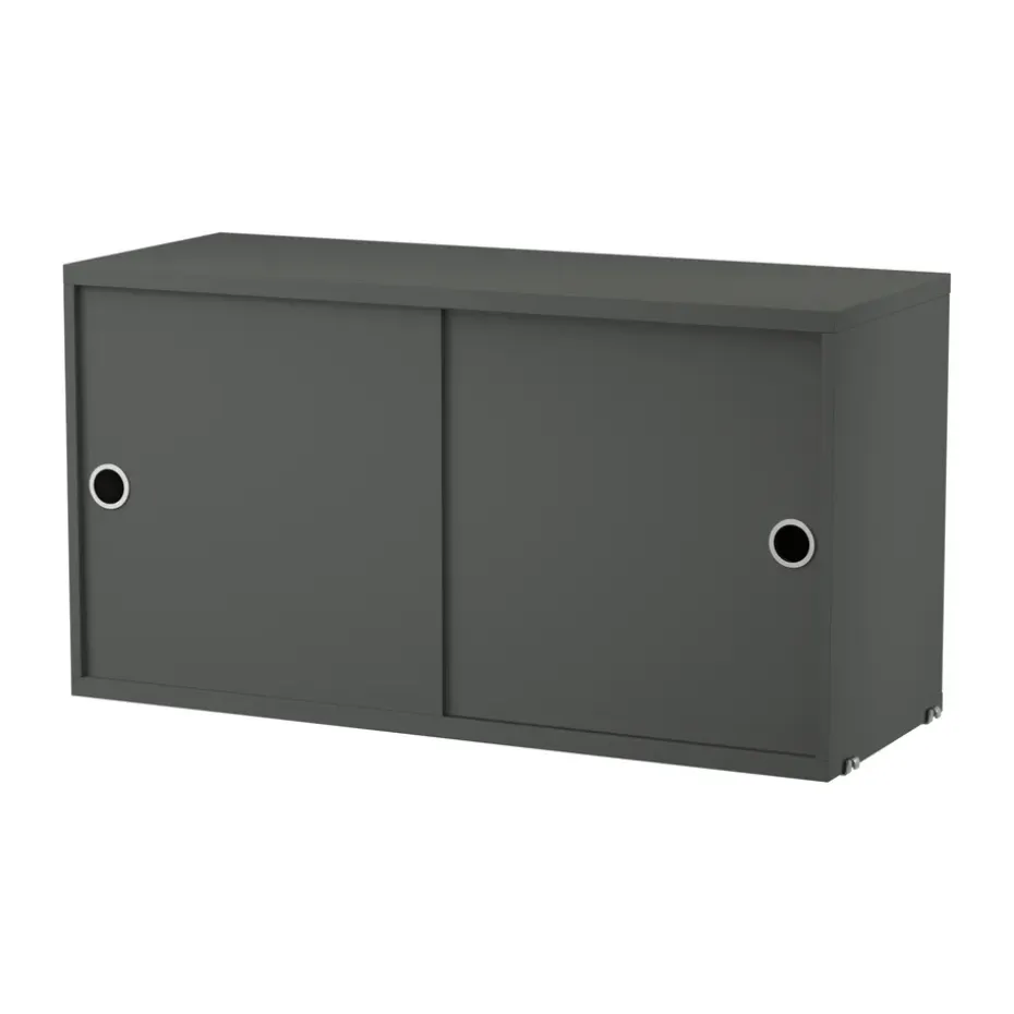 Cabinet con puertas correderas String, Gris oscuro, 78x30 cm
