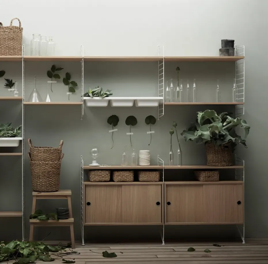 Cabinet con puertas correderas String, Roble, 78x30 cm