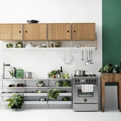 Cabinet con puertas correderas String, Chapa de fresno, 78x20 cm