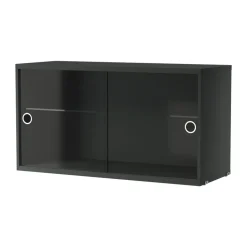 Cabinet vitrina con puertas correderas de cristal String, Gris oscuro