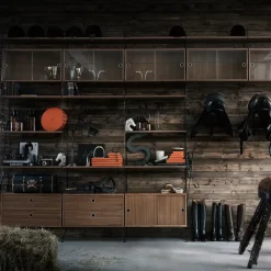 Cabinet vitrina con puertas correderas de cristal String, Nogal, 78x30 cm