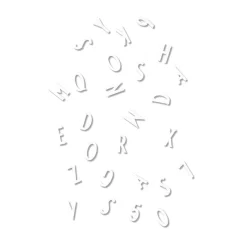 Caja con letras Design Letters, letras blancas