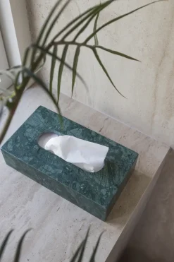 Caja de pañuelos Marble 14x25,5 cm, Dark forest