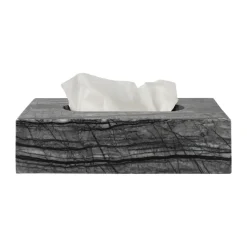 Caja de pañuelos Marble 14x25,5 cm, Negro-gris