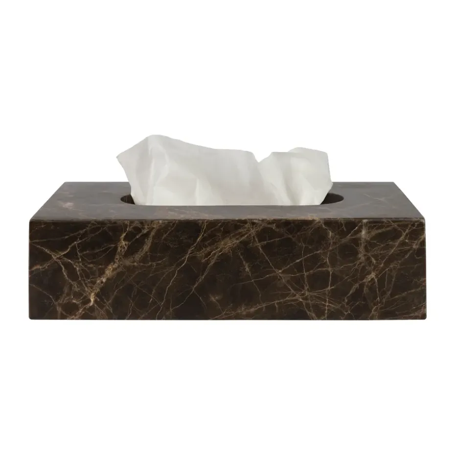 Caja de pañuelos Marble 14x25,5 cm, Marrón