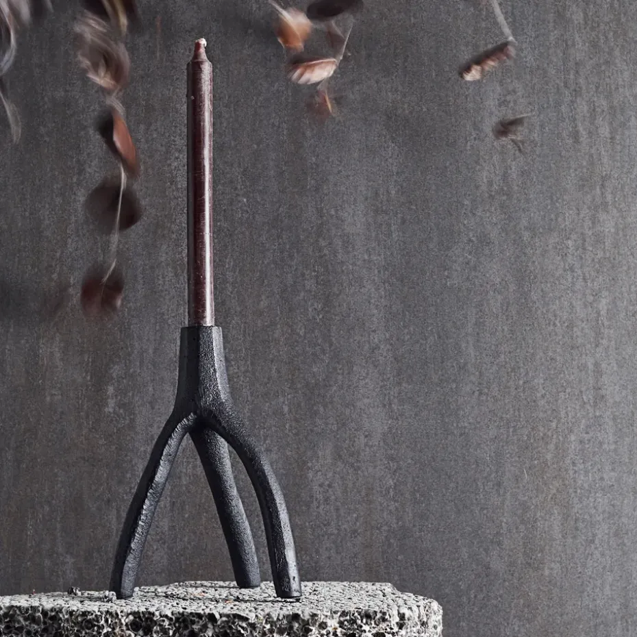 Candelabro Aion XL 22 cm, negro