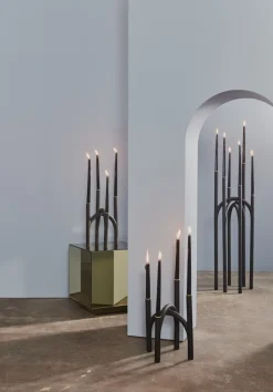 Candelabro Angui 34 cm, negro-oro