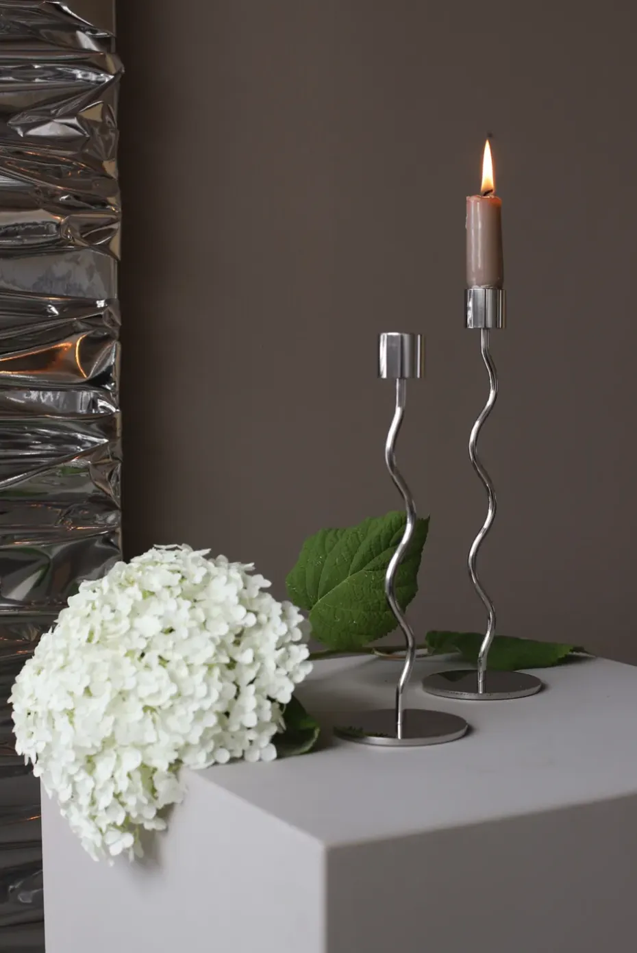 Candelabro Curved 23 cm, Acero inoxidable