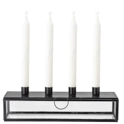Candelabro de adviento Pelo 34 cm, negro-transparente