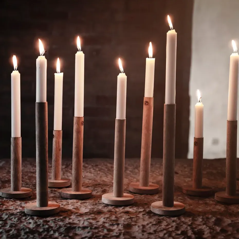 Candelabro de madera Ernst 25 cm, natural