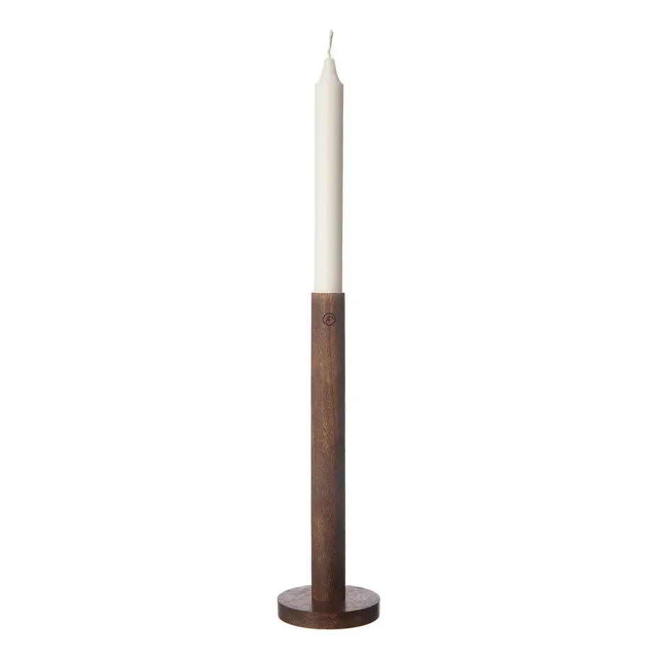 Candelabro de madera Ernst 25 cm, marrón oscuro