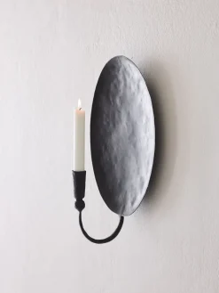 Candelabro de pared Boule con placa trasera, Negro