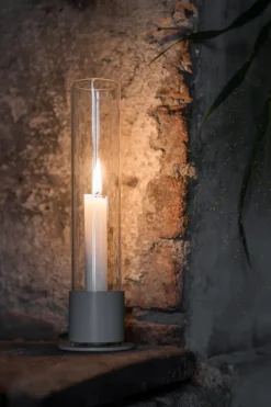 Candelabro Ernst cilindro de vidrio Ø7,5 cm, Marrón topo