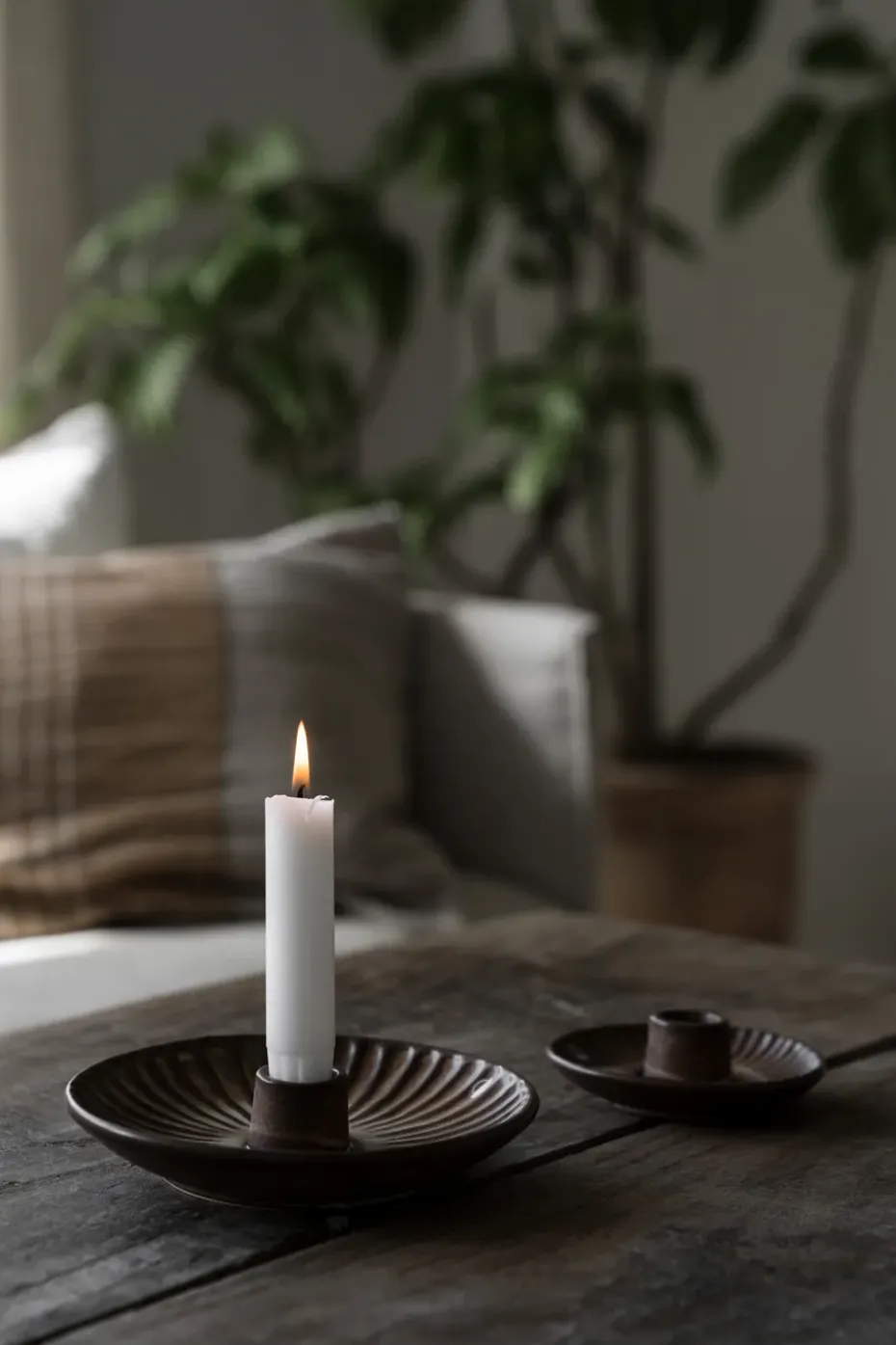 Candelabro Ernst Ø10,5x3,5 cm, Marrón-beige