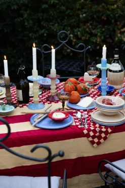 Candelabro Lara L 32 cm, Azul claro-verde menta