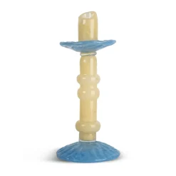 Candelabro Lara M 26 cm, Beige claro-azul claro