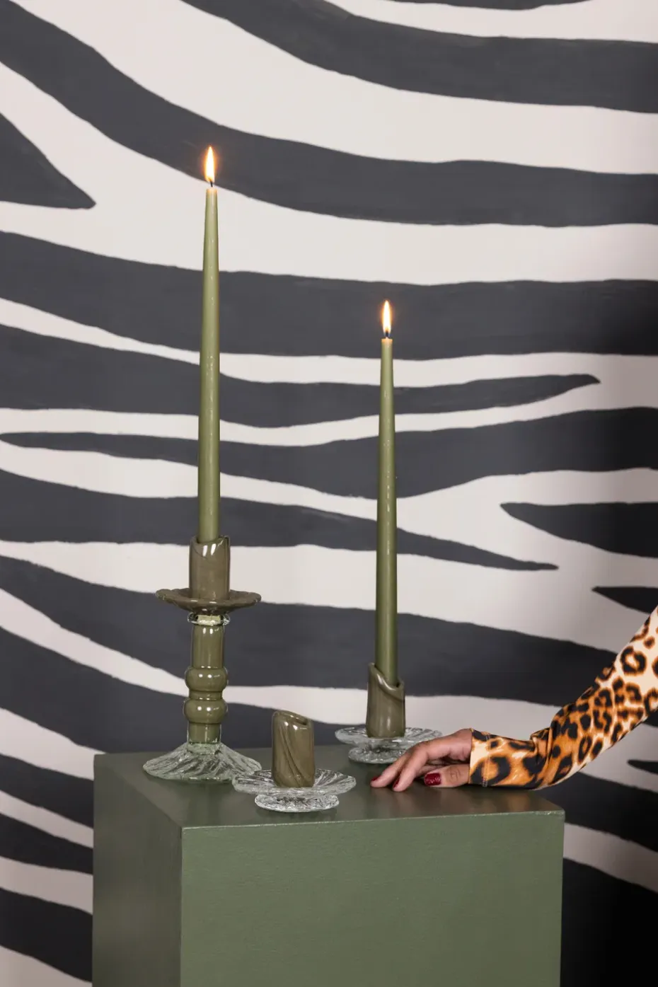 Candelabro Lara S 22 cm, Verde-claro