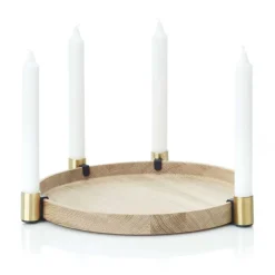 Candelabro Luna maxi, roble-latón