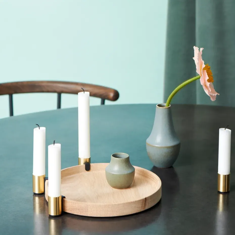 Candelabro Luna maxi, roble-latón