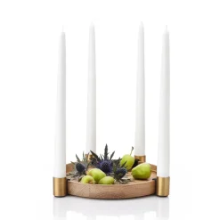 Candelabro Luna, roble-latón