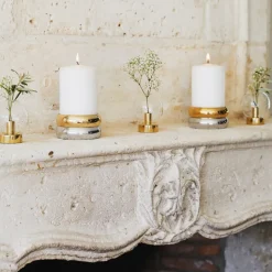 Candelabro Marriage, latón-plata