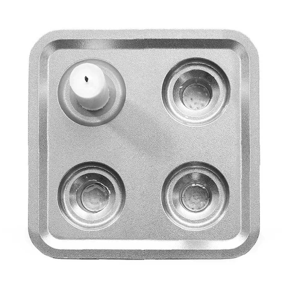 Candelabro Stumpastaken Fyran, aluminio pulido