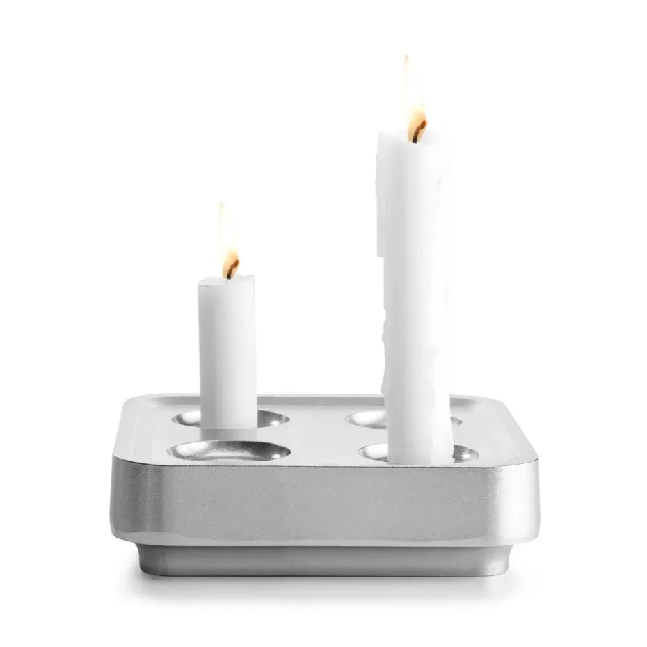 Candelabro Stumpastaken Fyran, aluminio pulido