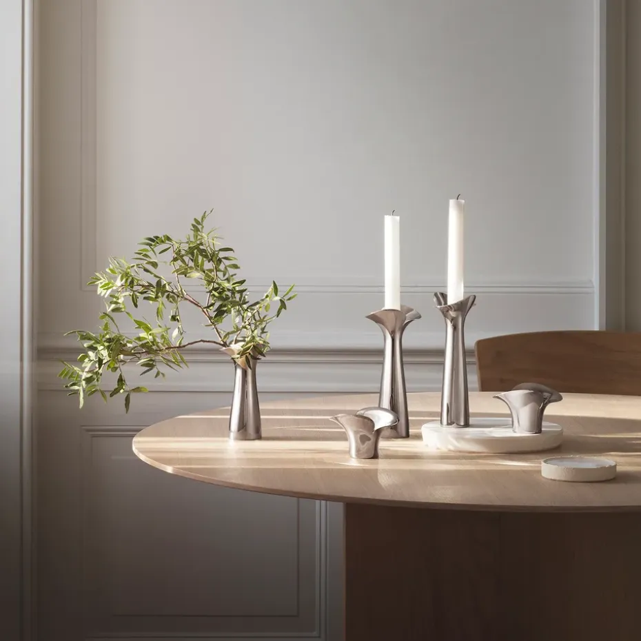 Candelabros Bloom Botanica, set de 2, acero inoxidable