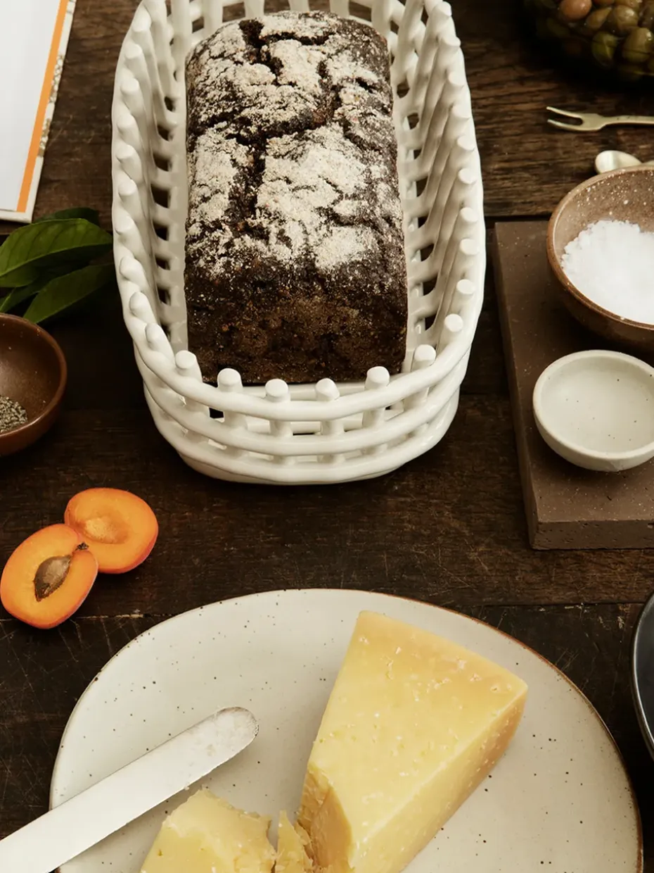 Cesta ovalada Ceramic trenzada 15x30 cm, Off white