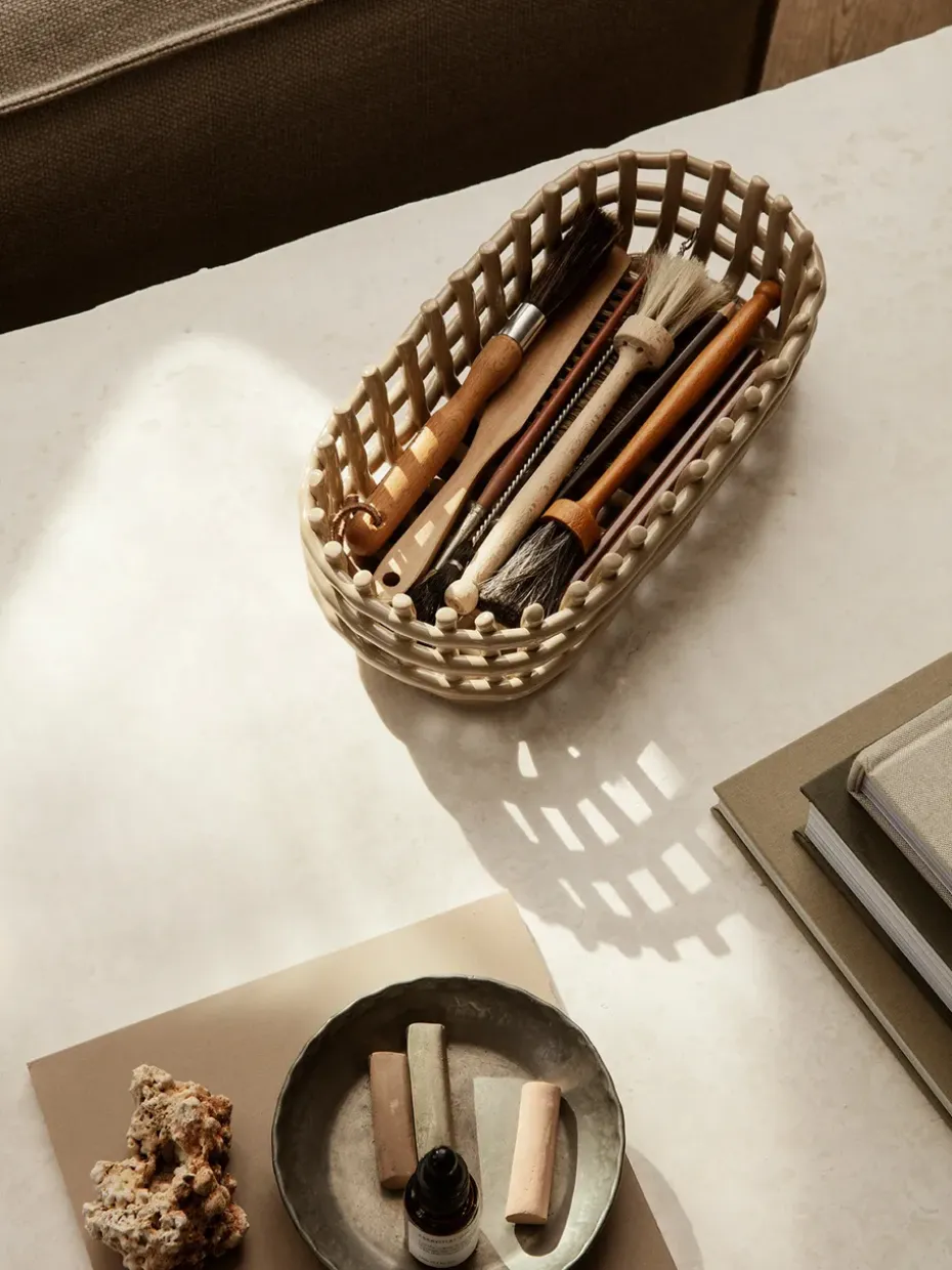 Cesta ovalada Ceramic trenzada 15x30 cm, Cashmere