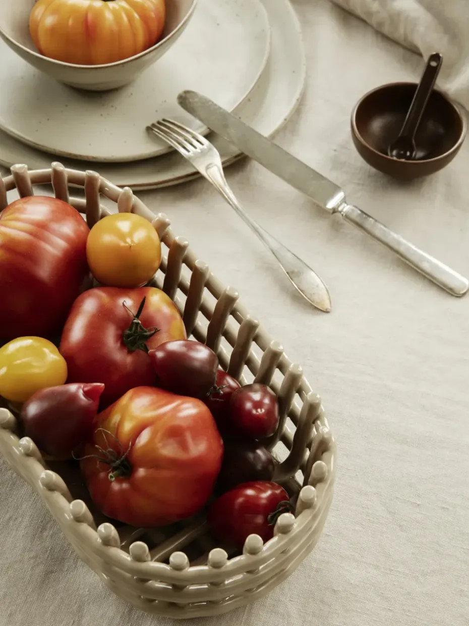 Cesta ovalada Ceramic trenzada 15x30 cm, Cashmere