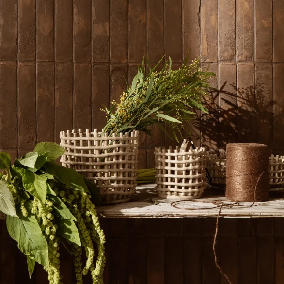 Cesta trenzada Ceramic Ø16 cm, Cashmere