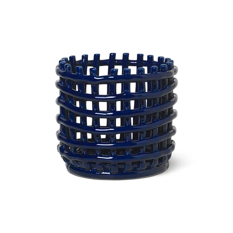 Cesta trenzada Ceramic Ø16 cm, azul