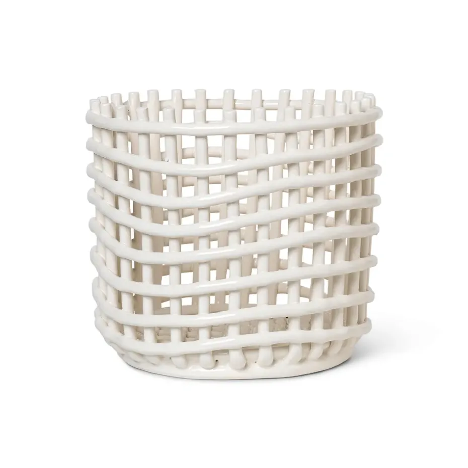 Cesta trenzada Ceramic Ø23,5 cm, Off white