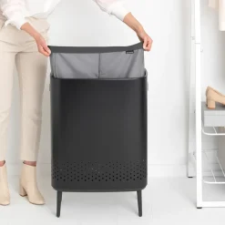 Cesto de la ropa Bo high 2x45 L, negro mate