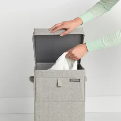 Cesto ropa sucia apilable Brabantia 35L, gris claro
