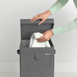Cesto ropa sucia apilable Brabantia 35L, gris oscuro