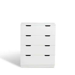 Cómoda Aoko de 4 cajones, Lacado blanco