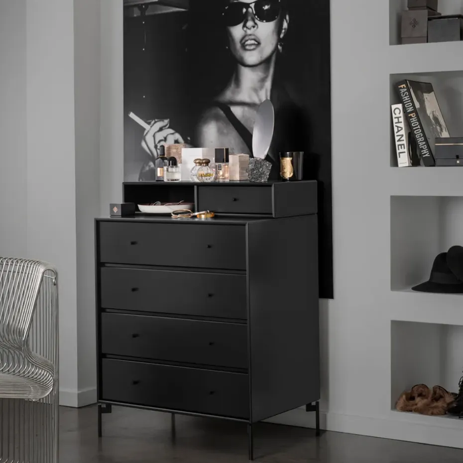 Cómoda Keep, Antracita 04-patas lacadas en negro