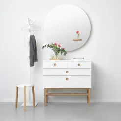 Cómoda Keep, Blanco, base de roble aceitado blanco