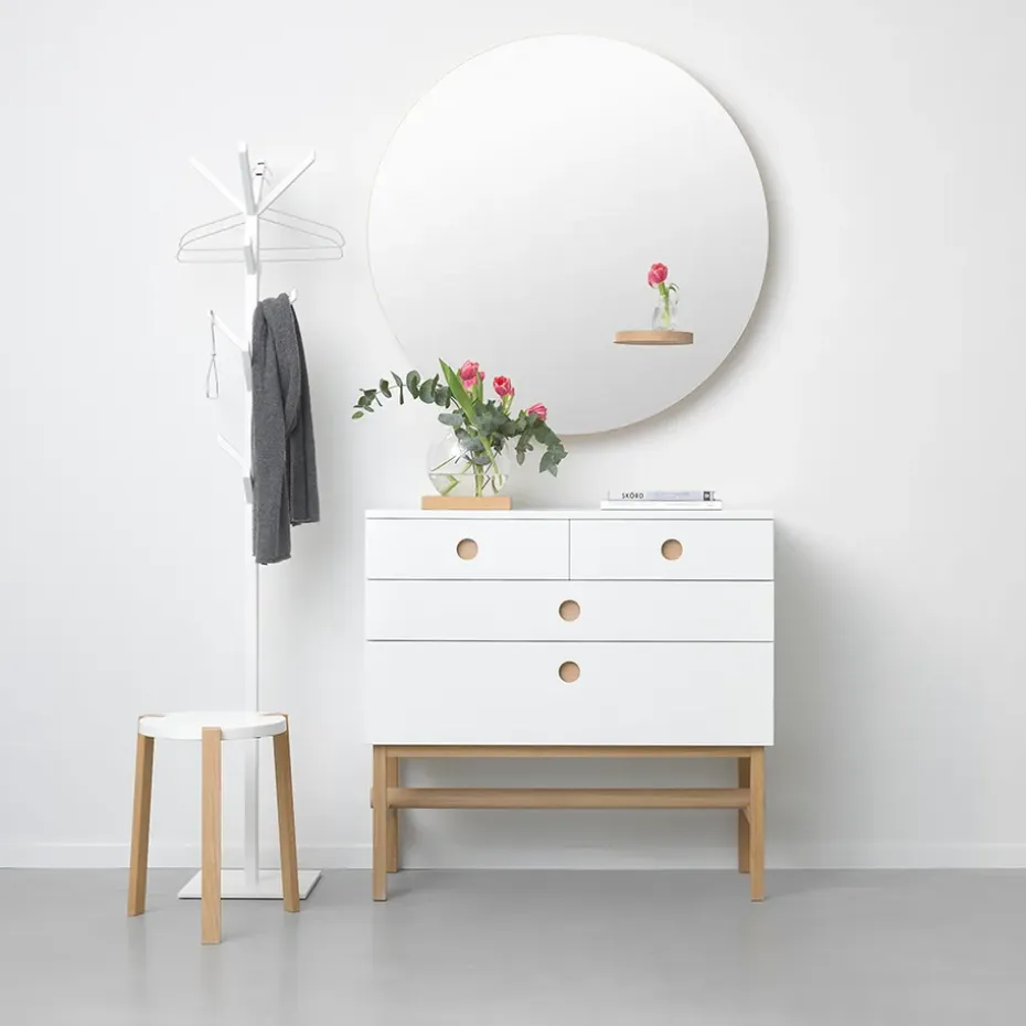 Cómoda Keep, Blanco, base de roble aceitado blanco