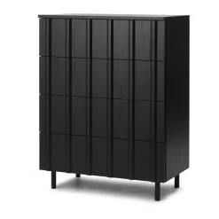Cómoda Rib dresser 4 cajones, Soft Black